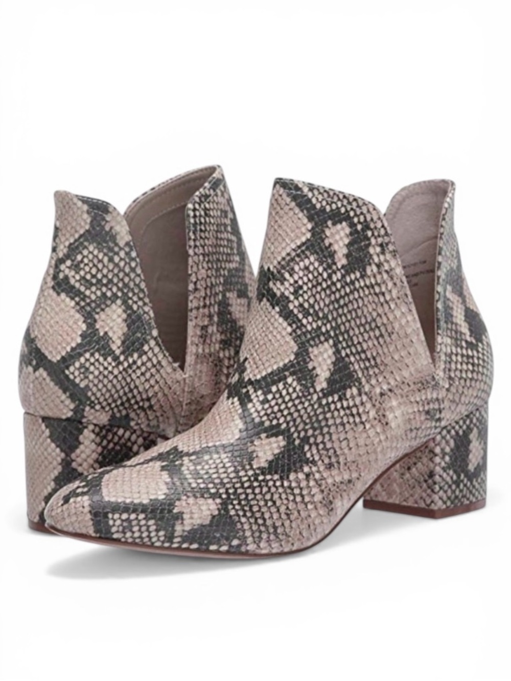 Steve Madden Rockir Snakeskin Print Block Heel Ankle Booties Size 10M